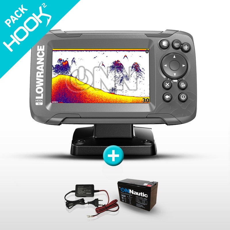 Pack Lowrance HOOK2 4x con Transductor + Batería y Cargador