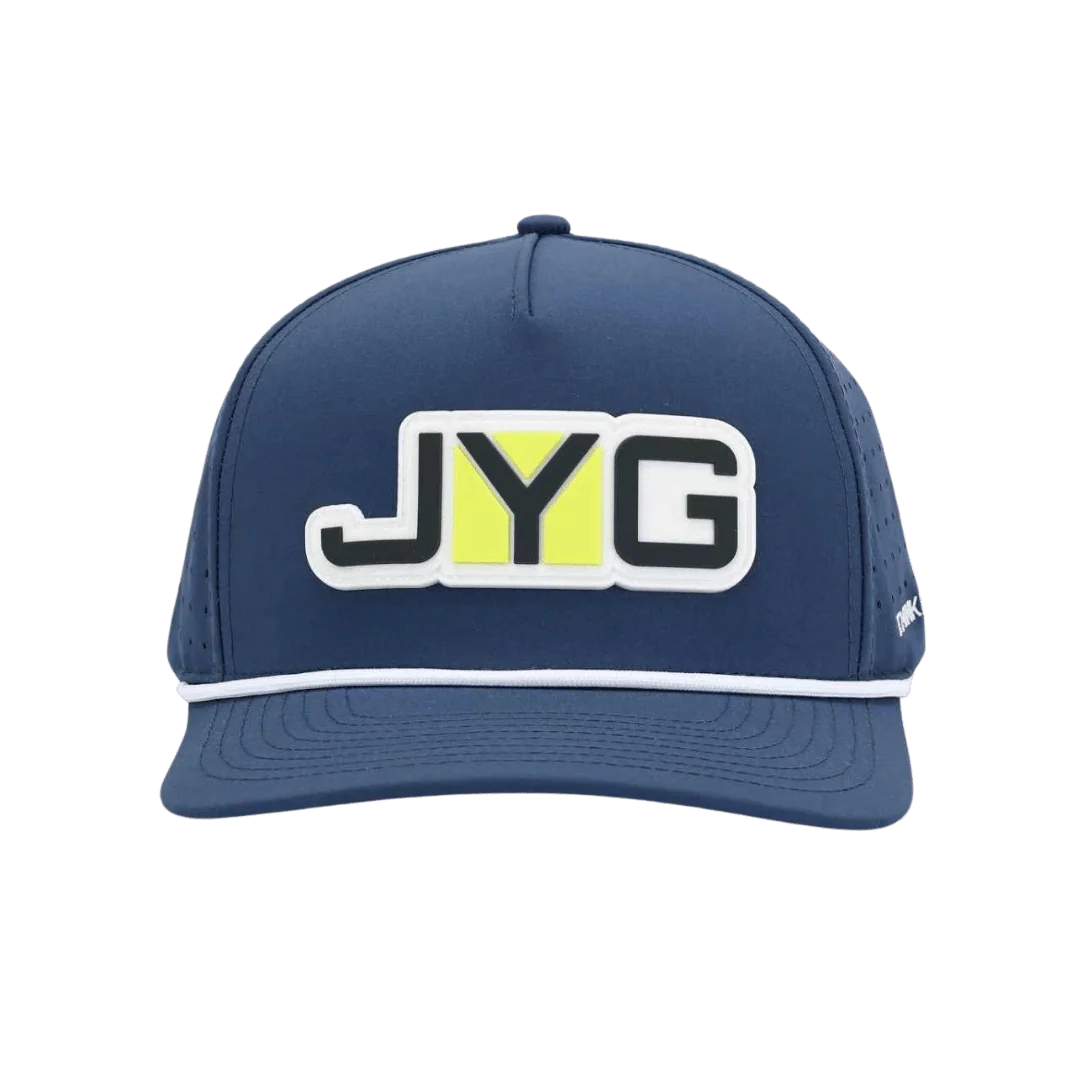 Gorra Jyg de cuerda azul y blanco con parche