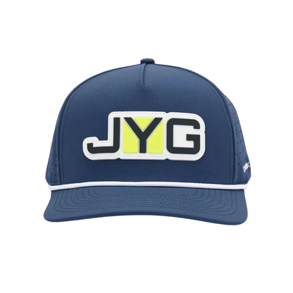 Gorra Jyg de cuerda azul y blanco con parche