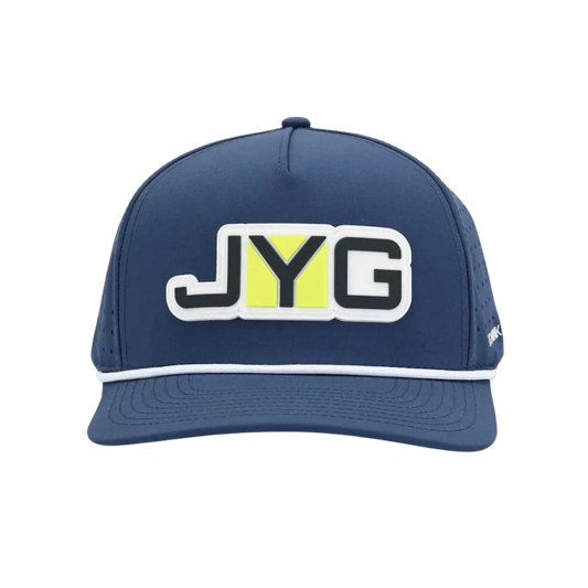Gorra Jyg de cuerda azul y blanco con parche