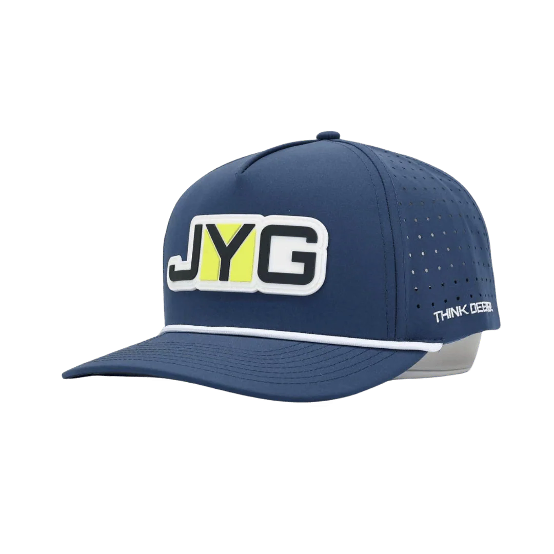Gorra Jyg de cuerda azul y blanco con parche