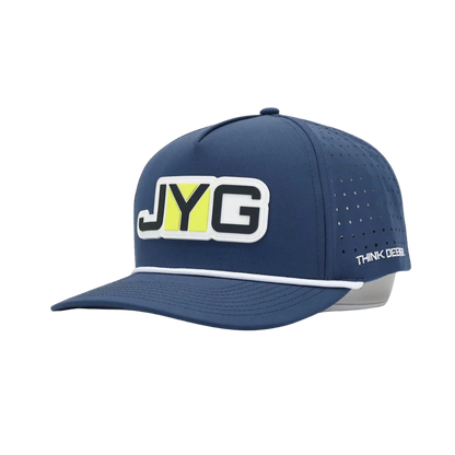 Gorra Jyg de cuerda azul y blanco con parche