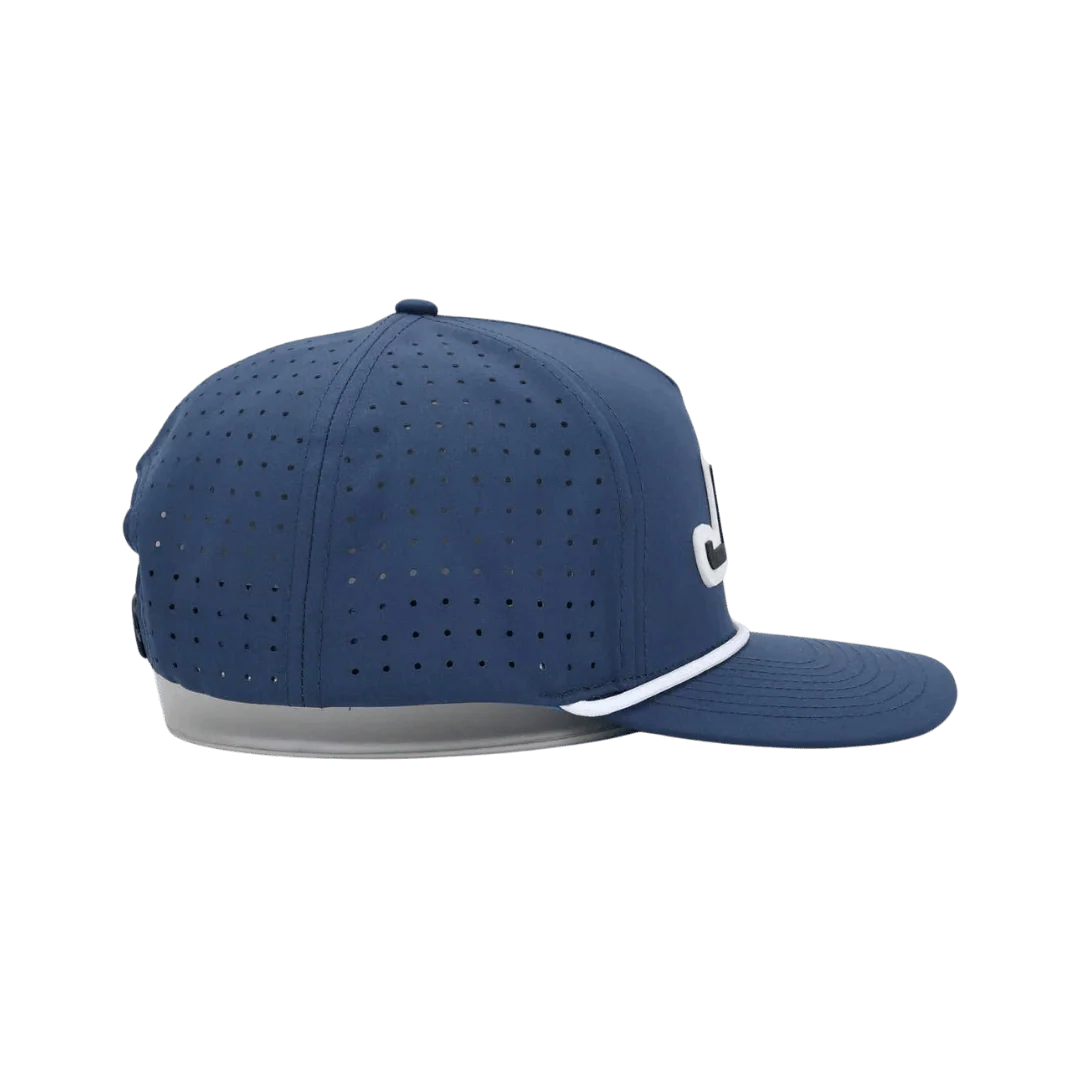 Gorra Jyg de cuerda azul y blanco con parche