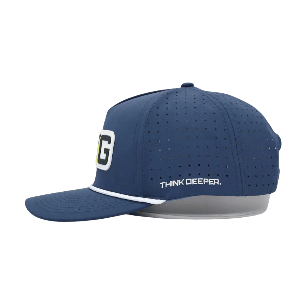 Gorra Jyg de cuerda azul y blanco con parche