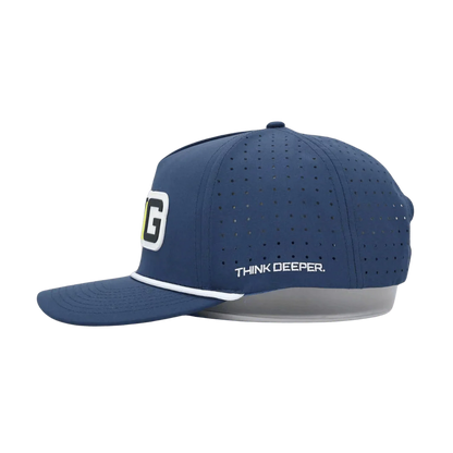 Gorra Jyg de cuerda azul y blanco con parche
